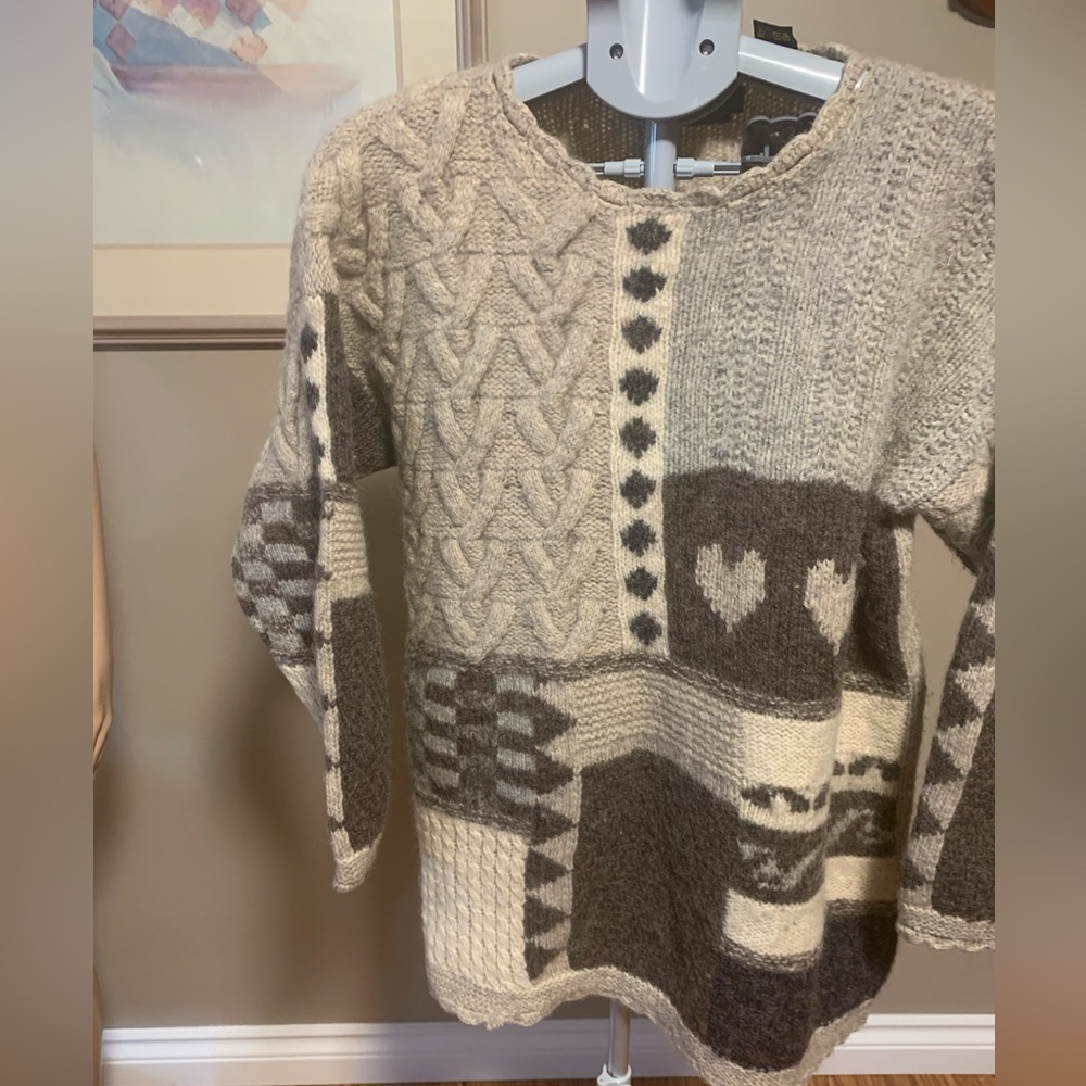 Weekend Edition 100% Wool Sweater Beige/Oatmeal/Brown Women's Size Large